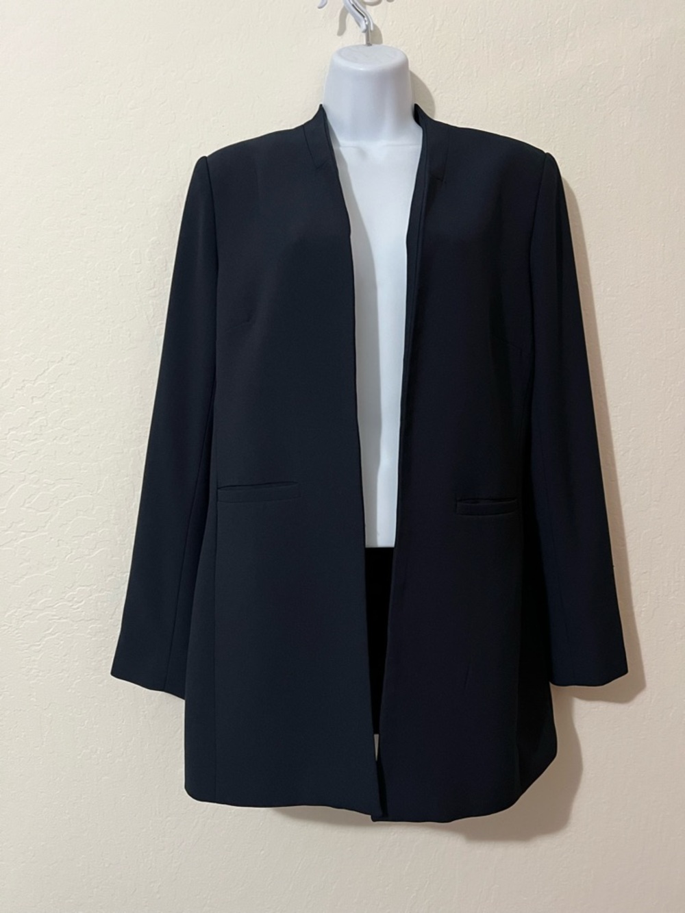 Cynthia Rowley Navy Women's Long Open Front Car Coat